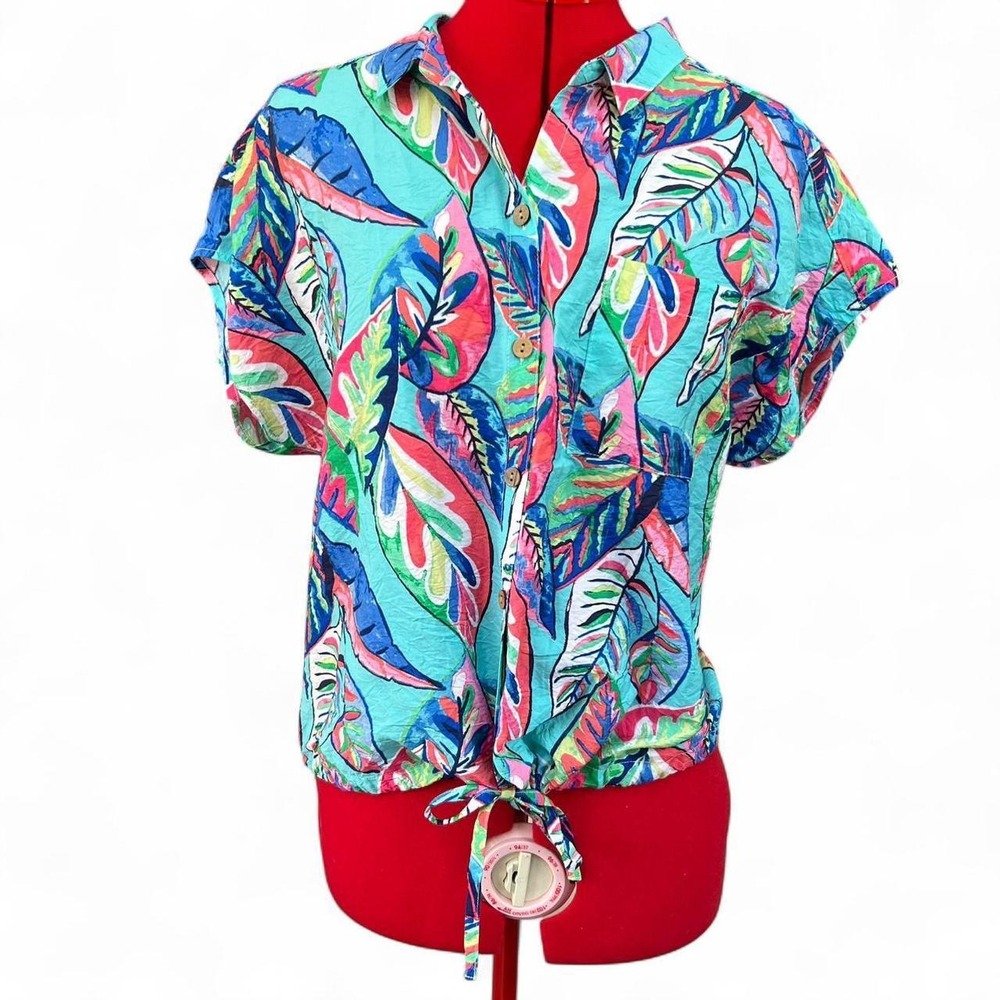 Escape by Habitat Clothing Bright Multicolor Button Up Short Sleeve Shirt Medium